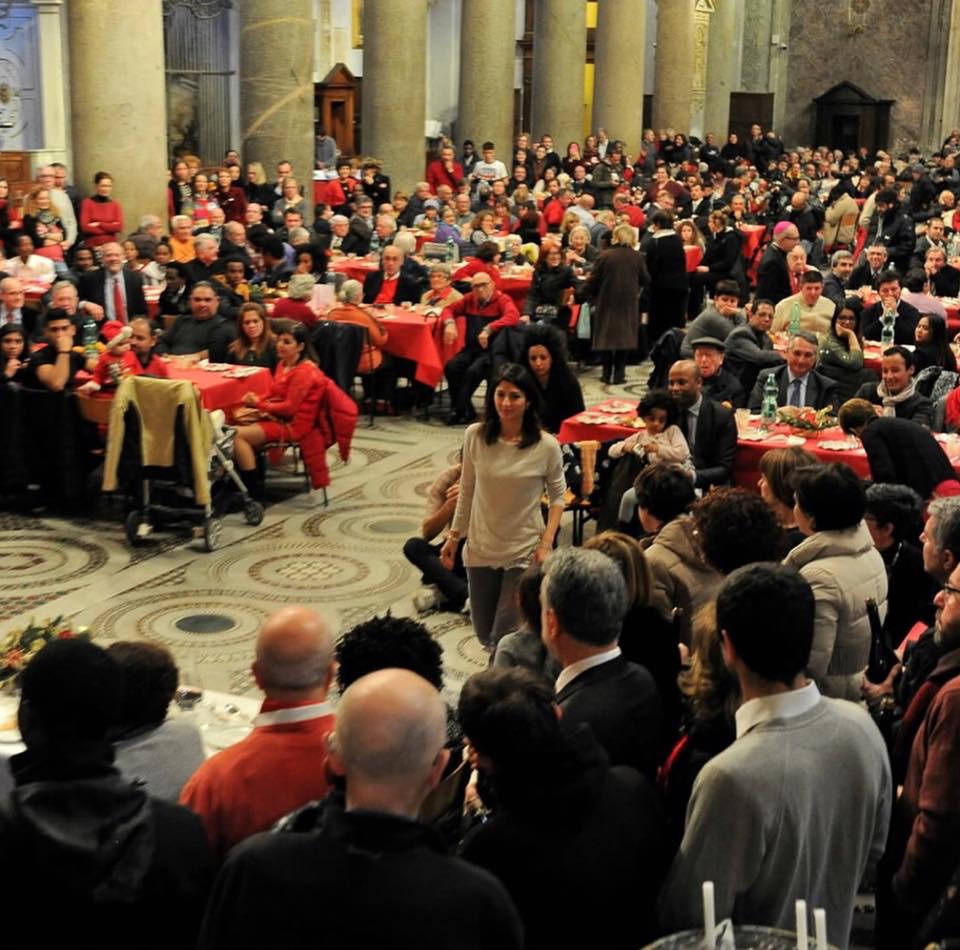 a pranzo all’interno della chiesa sant’Egidio