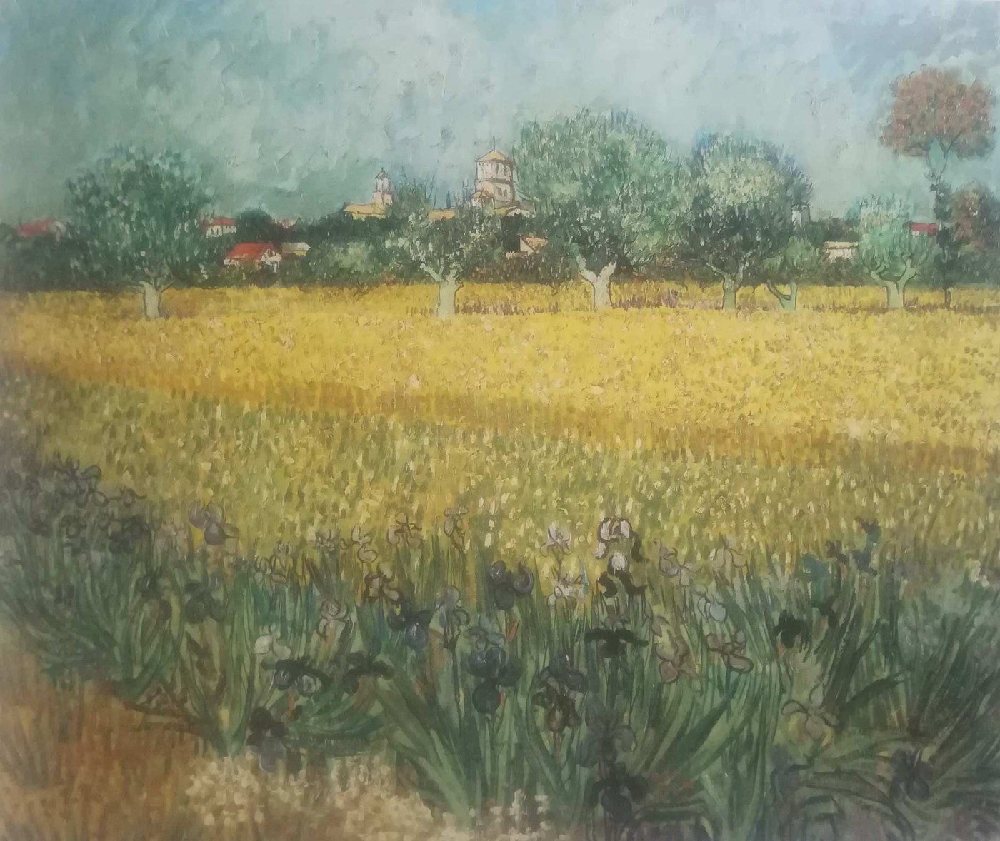 Veduta di Arles con iris in primo piano - Van Gogh. Maggio 1888, Arles