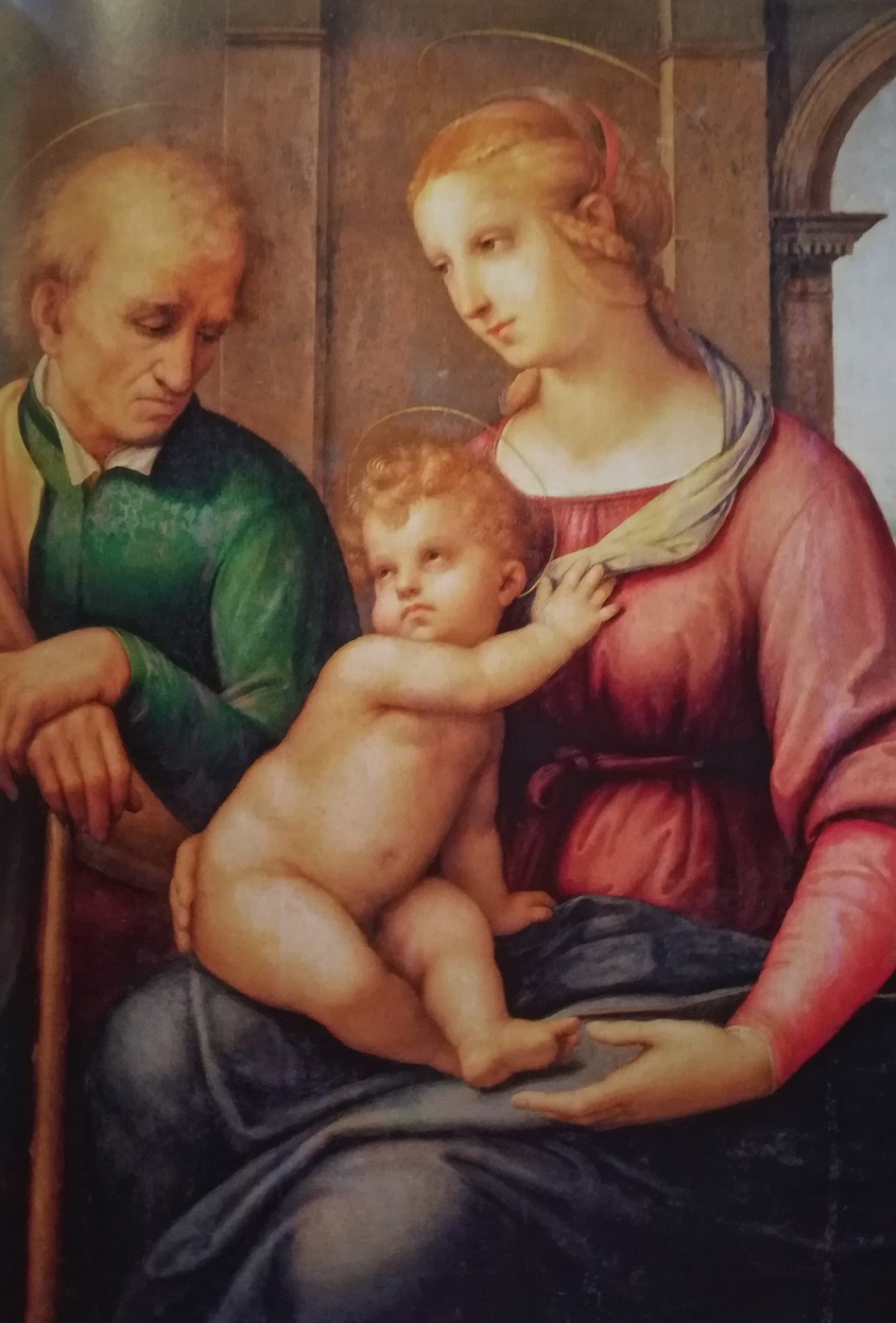 sacra famiglia con san Giuseppe imberbe