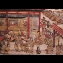 veduta prospettica originale del grande portale sulla via principale di Nakanocho a Shin Yoshiwara - Okumura Masanobu