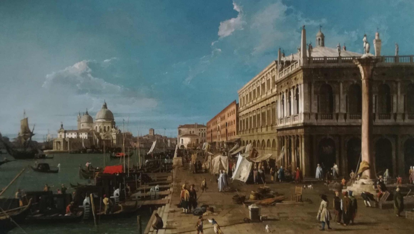 il Molo verso Ovest, con la colonna di San Teodoro a destra, Venezia, 1738 circa