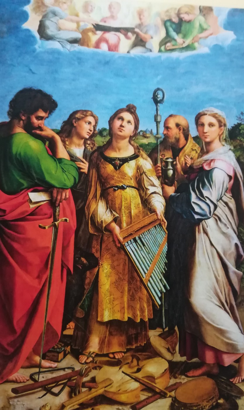 "Estasi di santa Cecilia" che tiene in mano un organetto