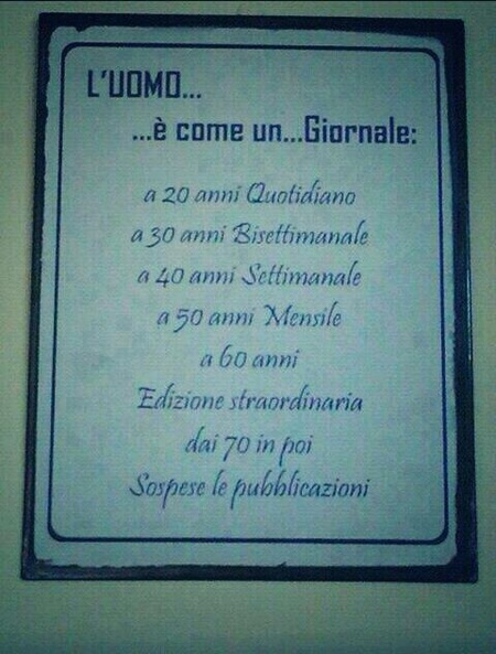 l’uomo è come un giornale, a 20 anni quotidiano