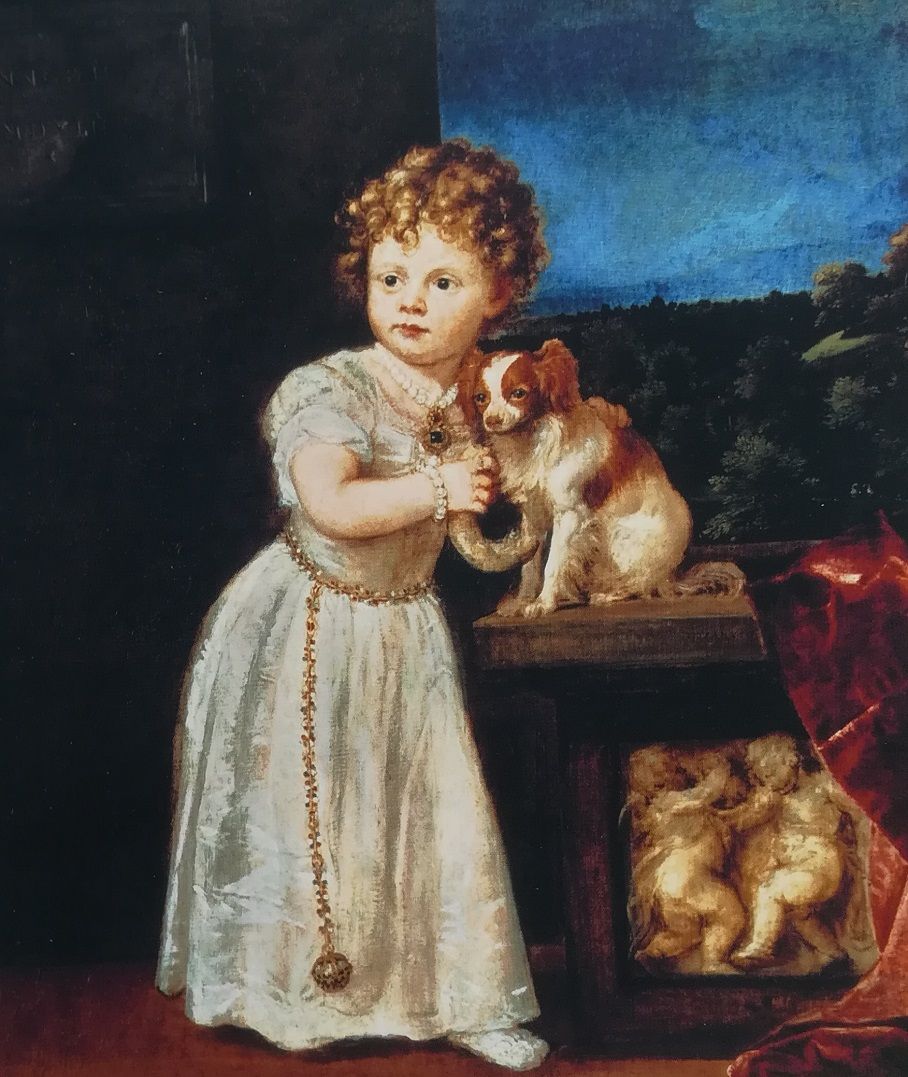 ritratto di Clarizza Strozzi con il cane