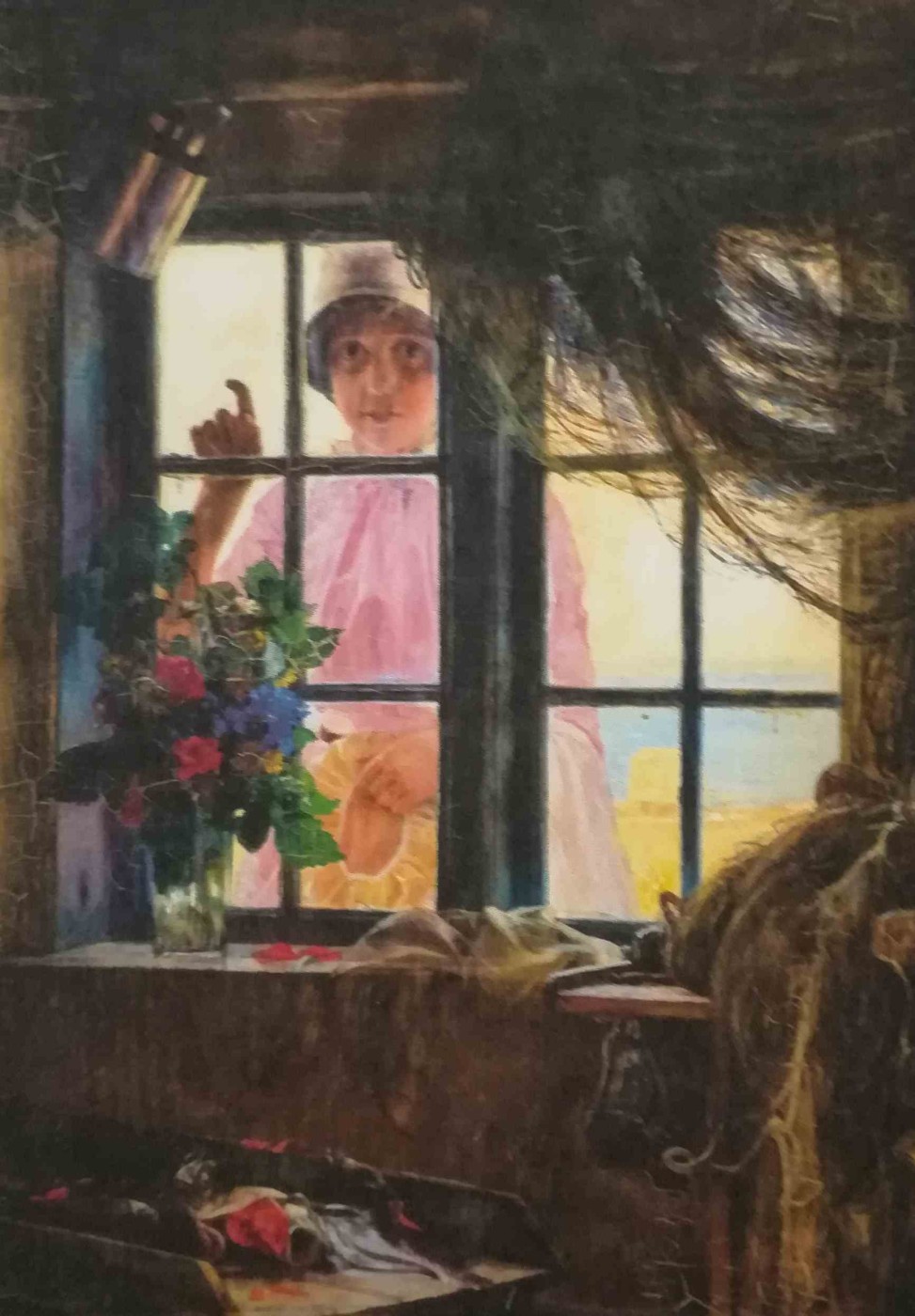 Ragazza che bussa alla finestra di un pescatore - Carl Heinrich Bloch, 1884 