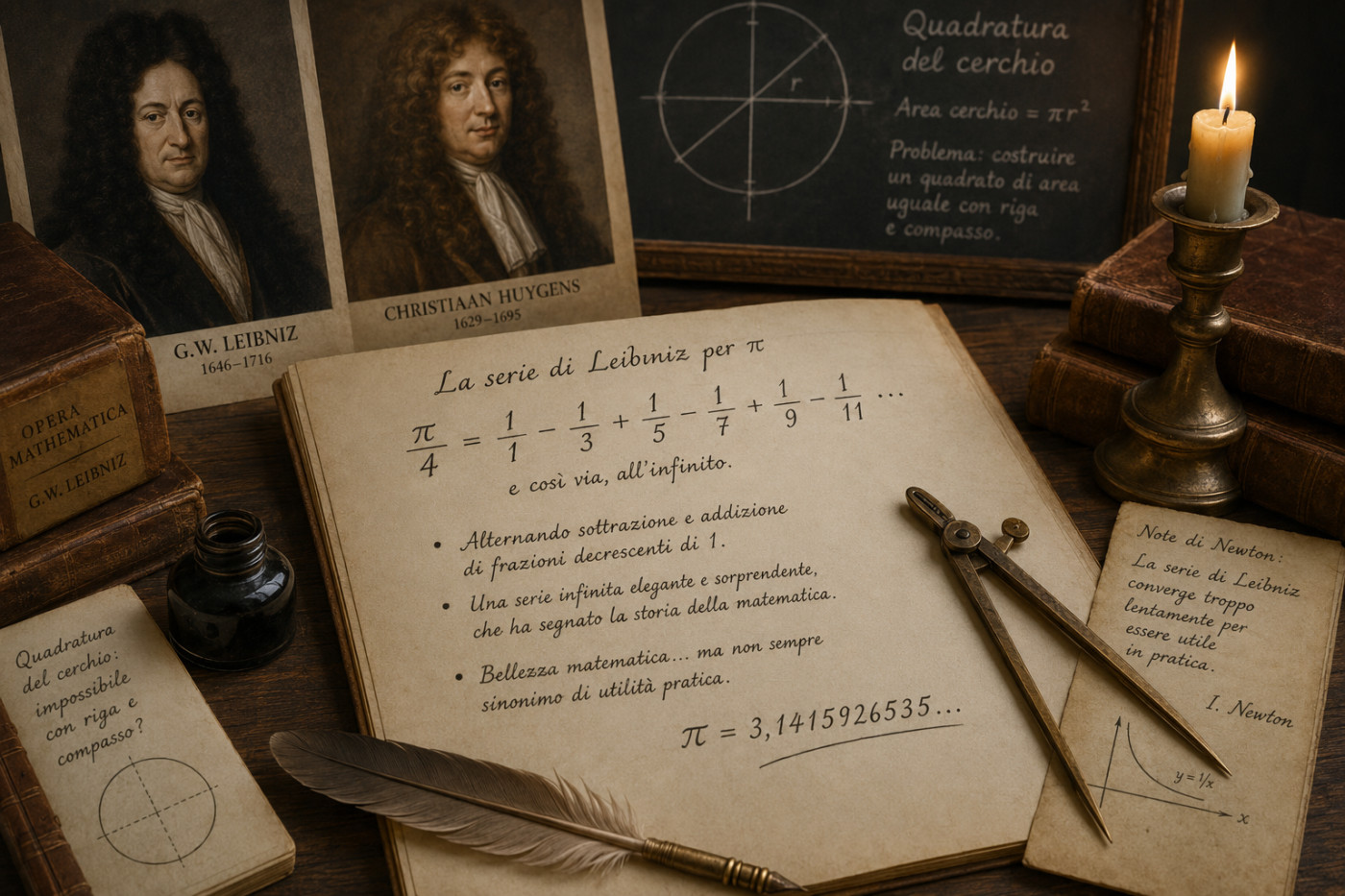 Come Leibniz cercò di calcolare il pi greco con una serie infinita