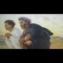 Gli Apostoli Pietro e Giovanni corrono al sepolcro nel mattino della Resurrezione - Eugène Burnard