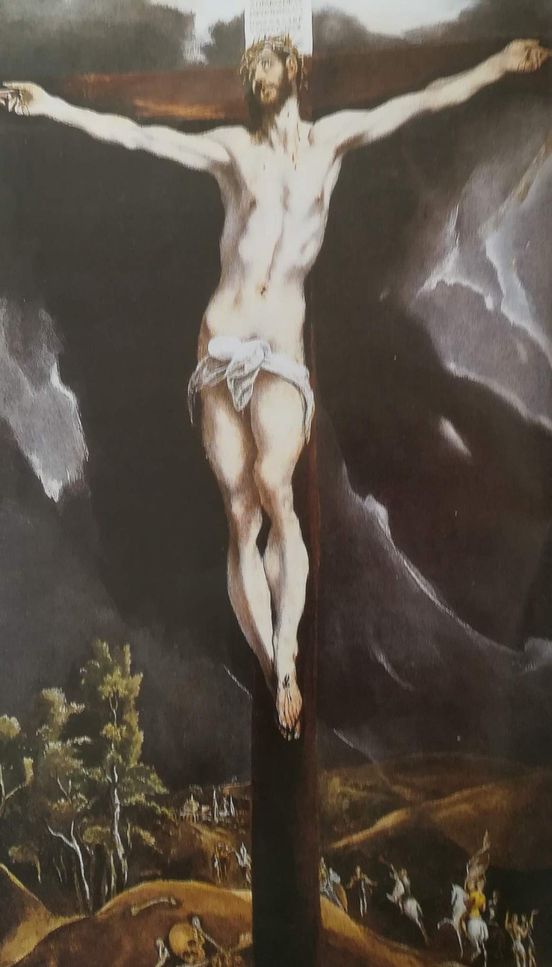 El Greco contempla il crocifisso che sarà uno dei suoi temi peculiari negli anni toledani