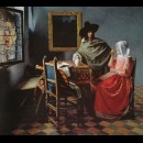 il bicchiere di vino (Gentiluomo e dama che beve) - Jan Vermeer