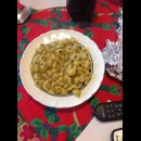 pasta e piselli con pezzetti di patate