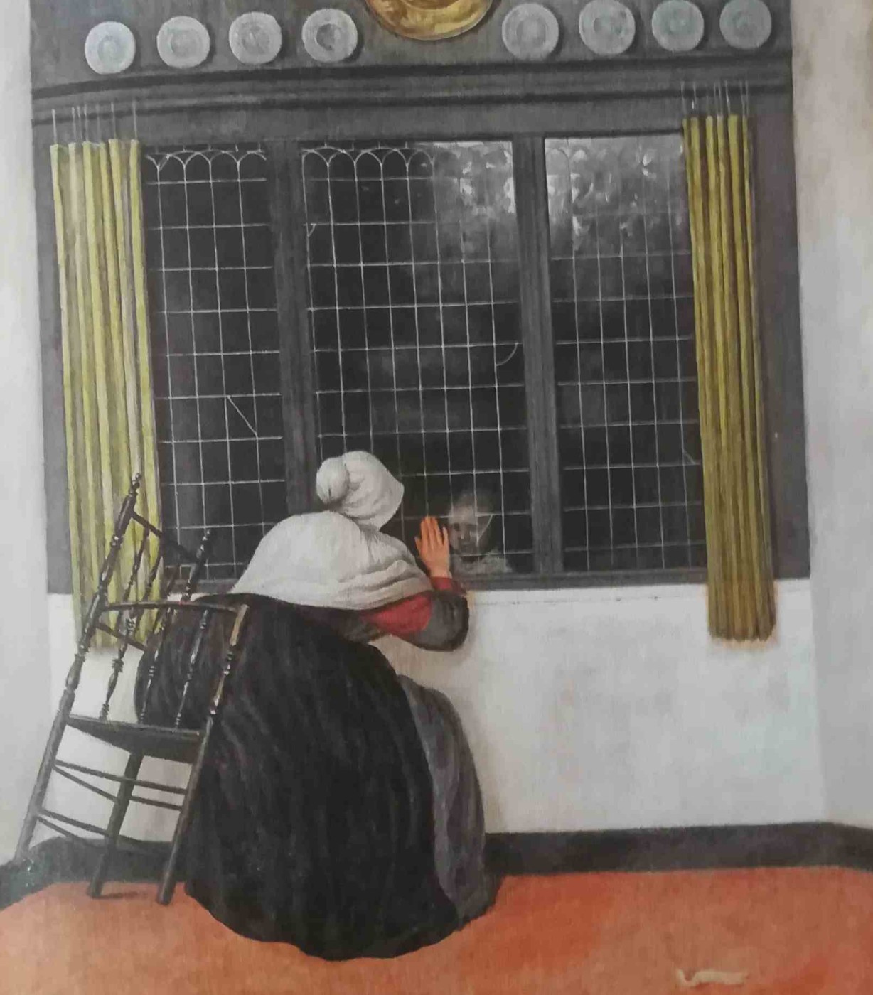 Jacobus Vrel - donna alla finestra che saluta una bambina, 1654-70