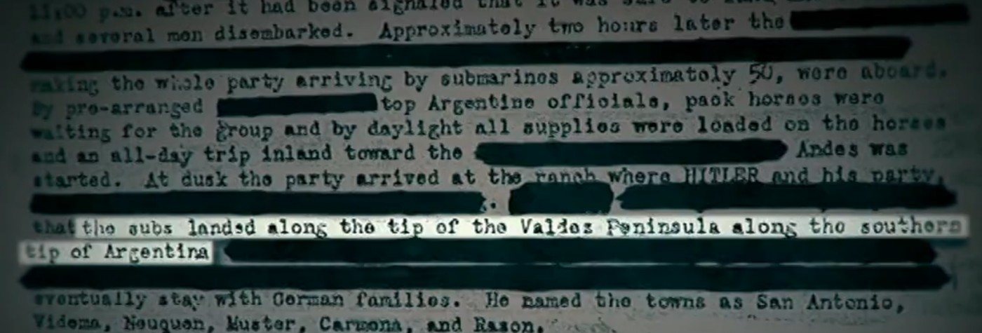 I sottomarini tedeschi approdarono in Argentina lungo la penisola di Valdes. documento FBI desecretato