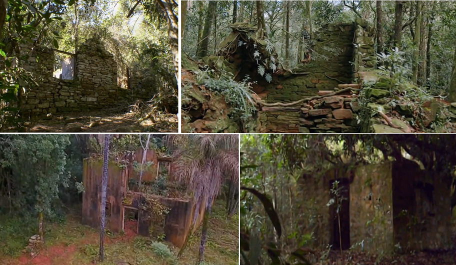 in senso orario: postazione militarizzata a Misiones nella giungla. Palazzo 1, palazzo 2, posto di guardia, palazzo 4