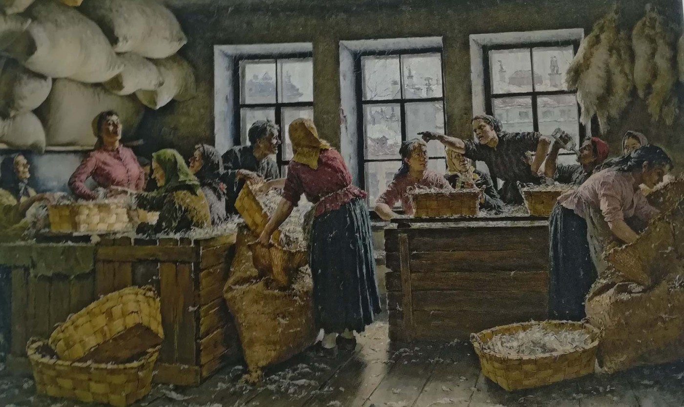 Lo smistamento delle piume - Aleksey Kivisenko, 1891