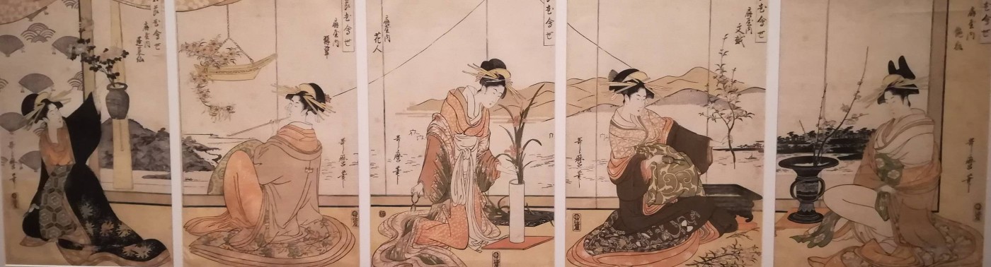 arrangiamenti floreali per le 5 festività stagionali nella casa da te Ogiya - Kitagawa Utamaro