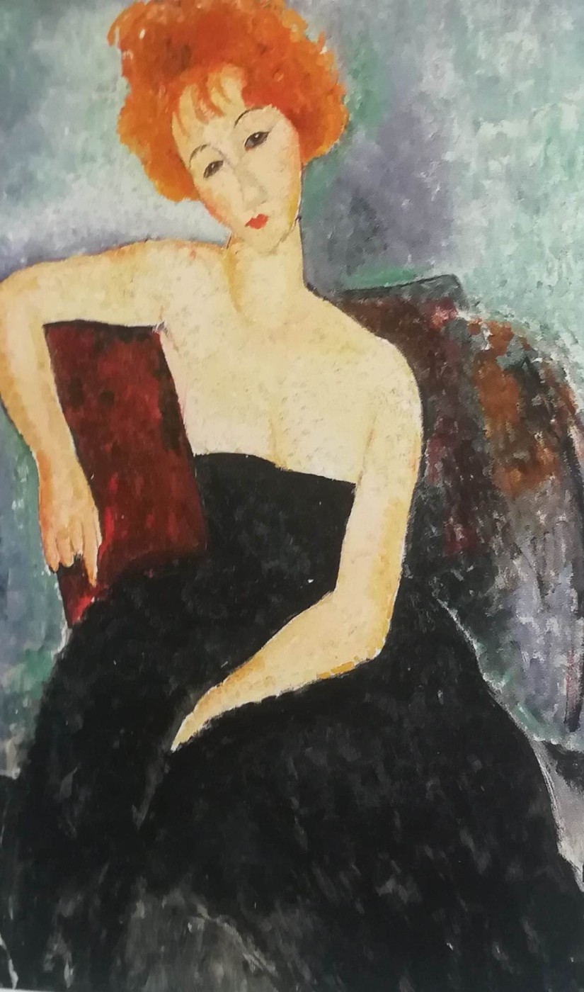 Ragazza rossa in abito da sera - Amedeo Modigliani, 1918