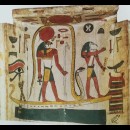 Ra, Dio del Sole, nella sua barca - frammento di legno rinvenuto nella bara di Tachépenkhonsou